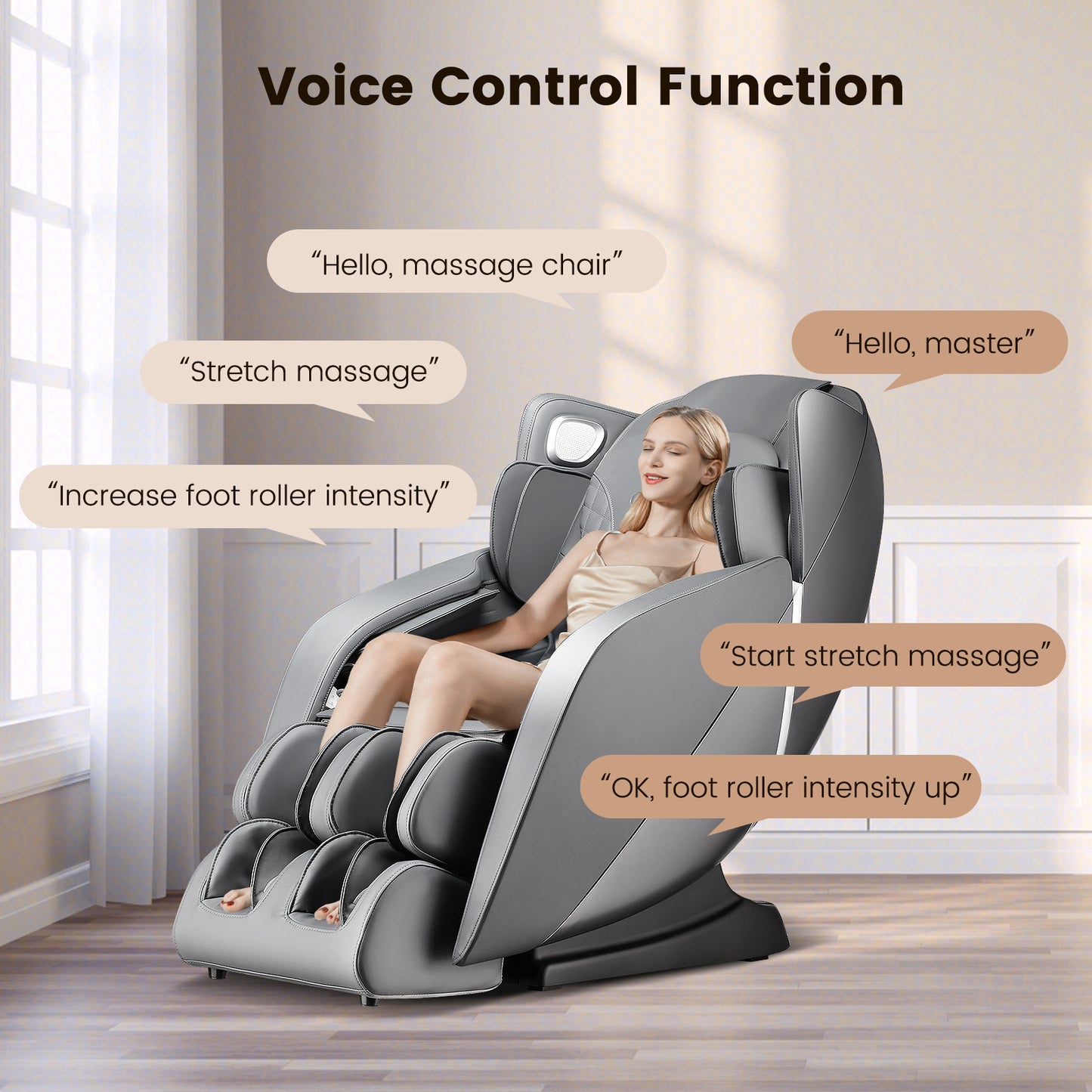 Full Body Zero Gravity SL Track Electric Shiatsu Massage Chair-Grey