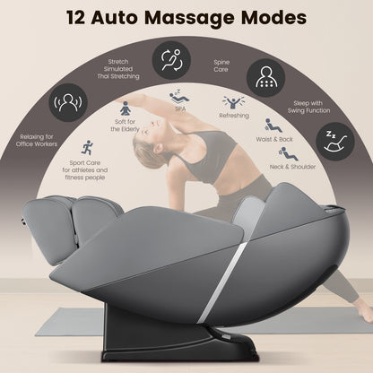 Full Body Zero Gravity SL Track Electric Shiatsu Massage Chair-Grey