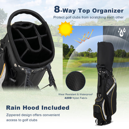 Golf Stand Bag with 8 Way Dividers and 7 Zippered Pockets