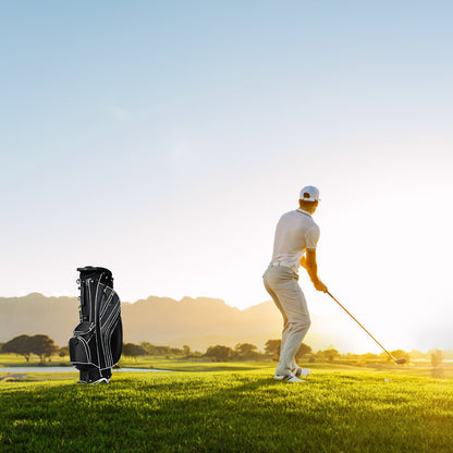 Golf Stand Bag with 5 Way Divider Pockets and Umbrella Holder-Black
