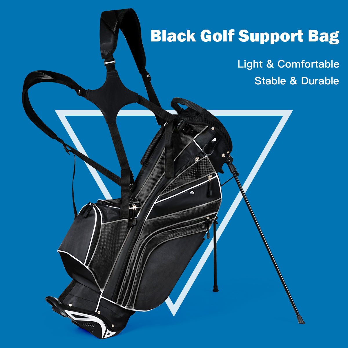 Golf Stand Bag with 5 Way Divider Pockets and Umbrella Holder-Black