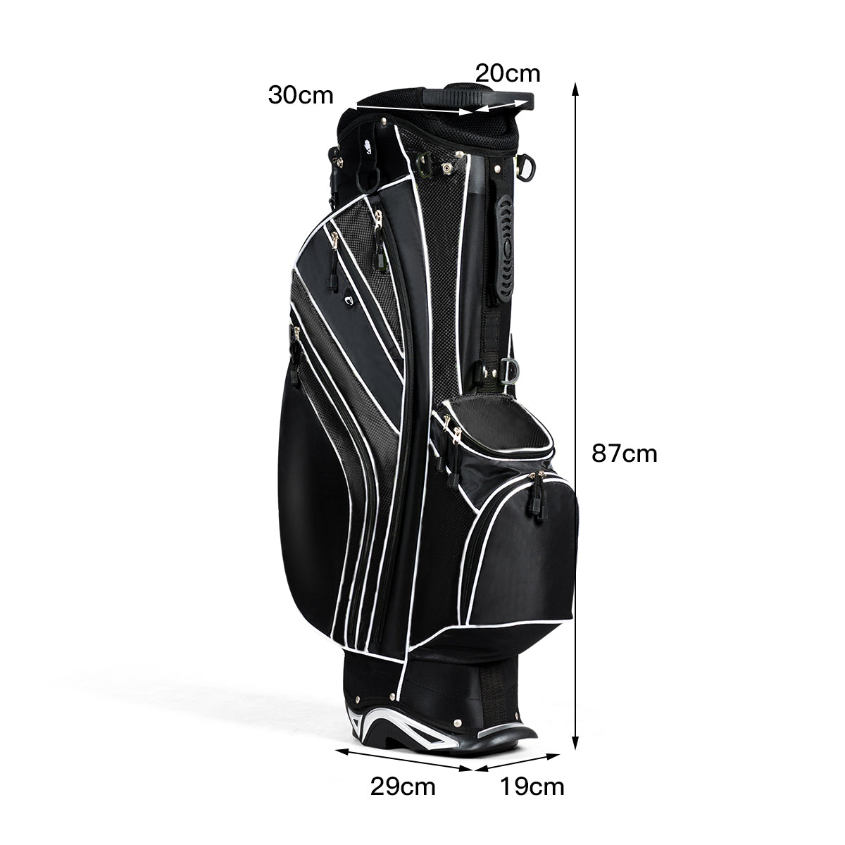 Golf Stand Bag with 5 Way Divider Pockets and Umbrella Holder-Black