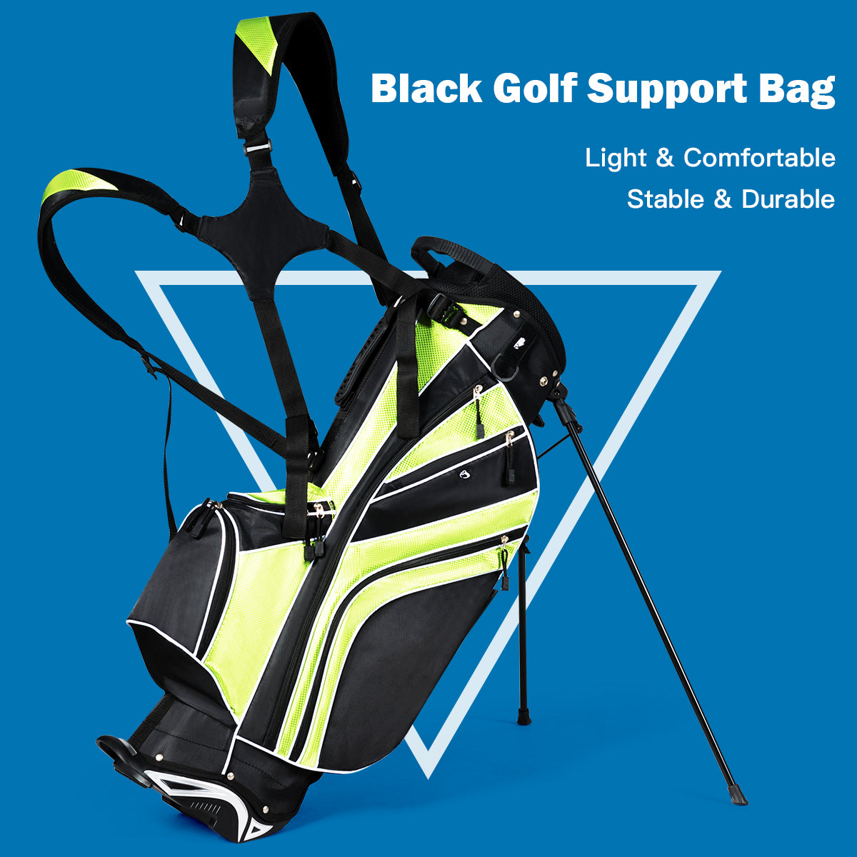 Golf Stand Bag with 5 Way Divider Pockets and Umbrella Holder-Green