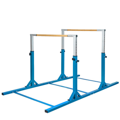 Kids Parallel Gymnastics Bar with Adjustable Width and 11-Level Heights-Blue