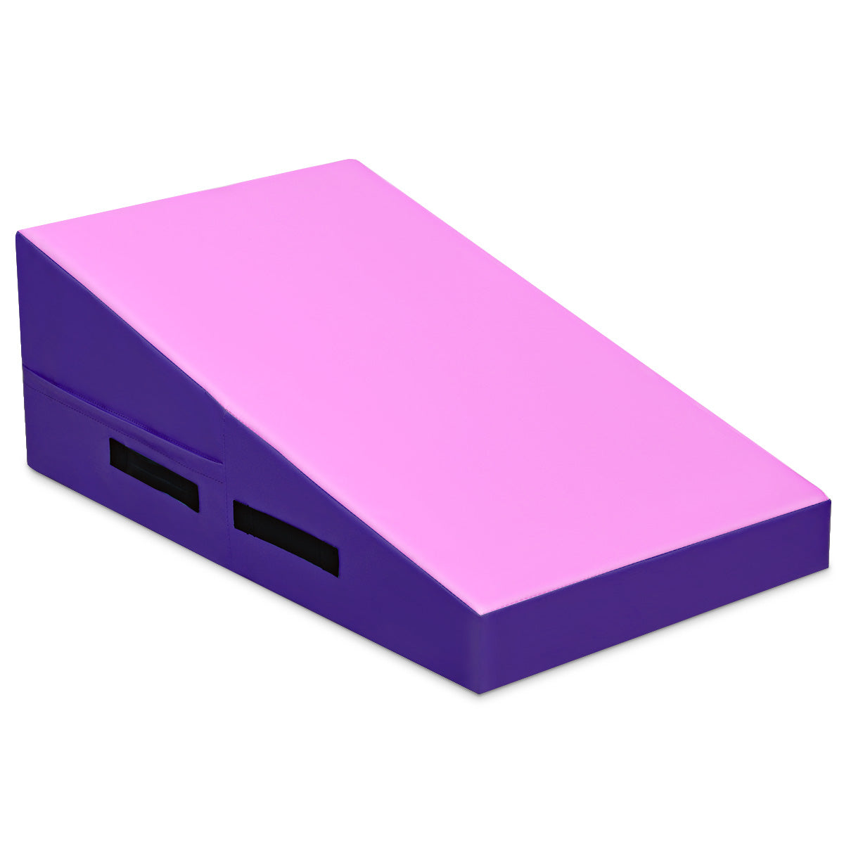 Incline Gymnastics Mat with Carrying Handles for Home Gym Aerobic-Pink &amp; Purple