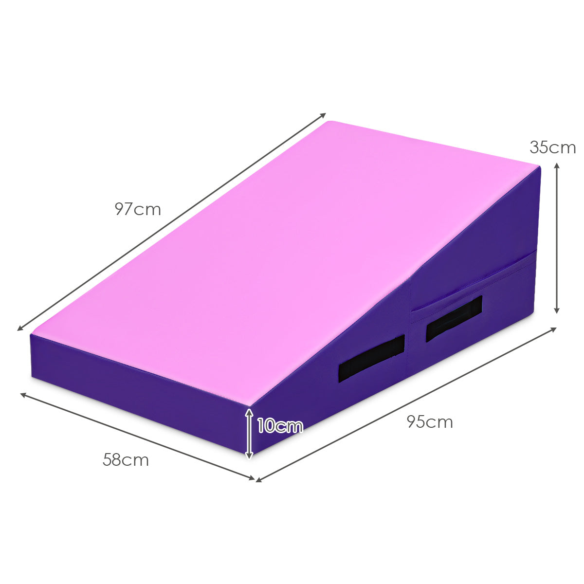 Incline Gymnastics Mat with Carrying Handles for Home Gym Aerobic-Pink &amp; Purple