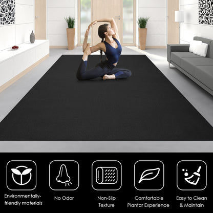 182 cm Thick Exercise Yoga Mat with Double-Sided Non-Slip Design-Black