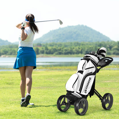 4-Wheel Golf Trolley with Umbrella Cup Holder and Foot Brake-Grey