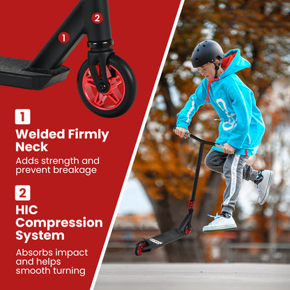 Pro Stunt Scooter with Luminous Aluminum Deck -Red