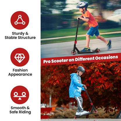 Pro Stunt Scooter with Luminous Aluminum Deck -Red