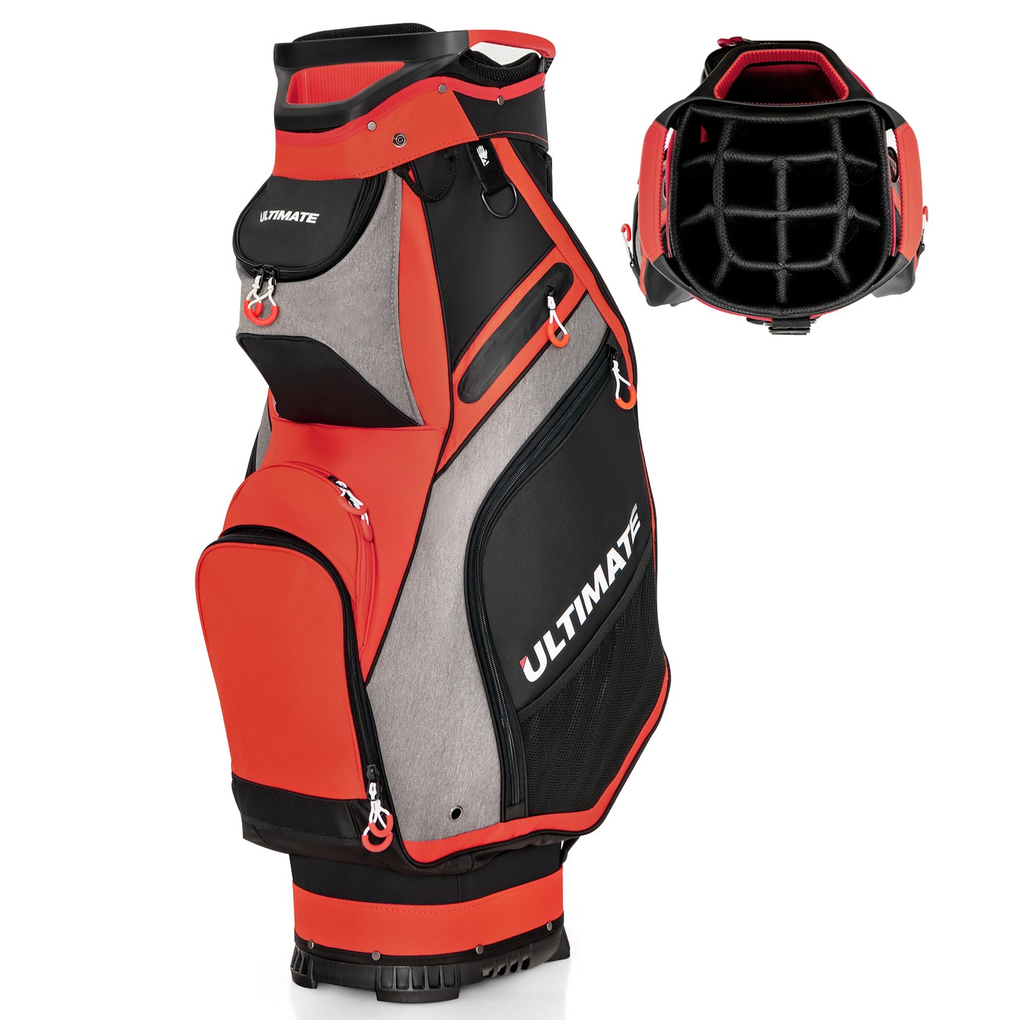 Lightweight Portable Golf Cart Bag with 14 Way Dividers and 7 Pockets-Red
