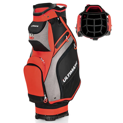Lightweight Portable Golf Cart Bag with 14 Way Dividers and 7 Pockets-Red