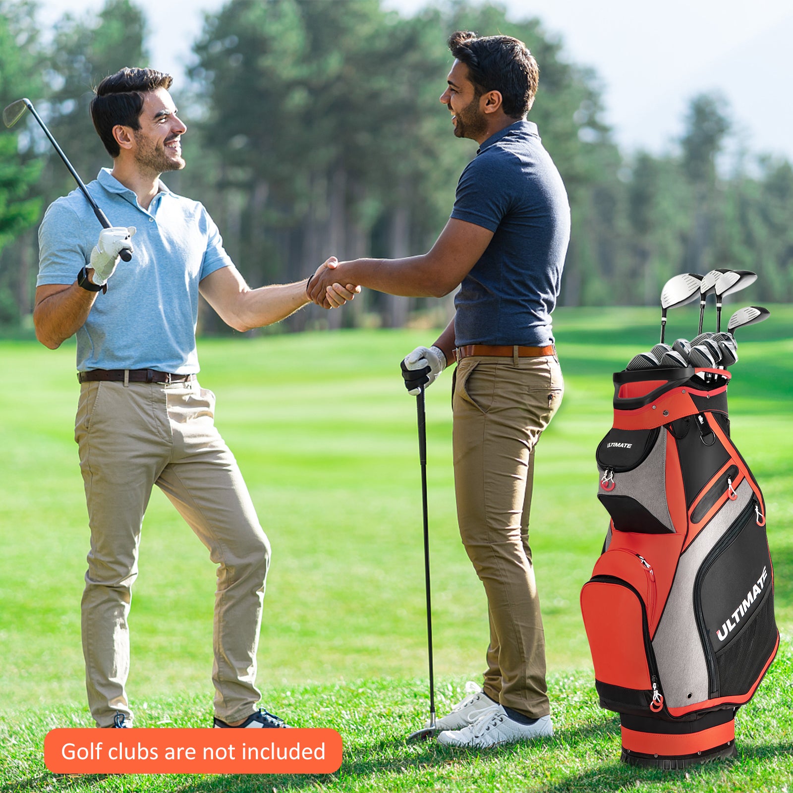 Lightweight Portable Golf Cart Bag with 14 Way Dividers and 7 Pockets-Red