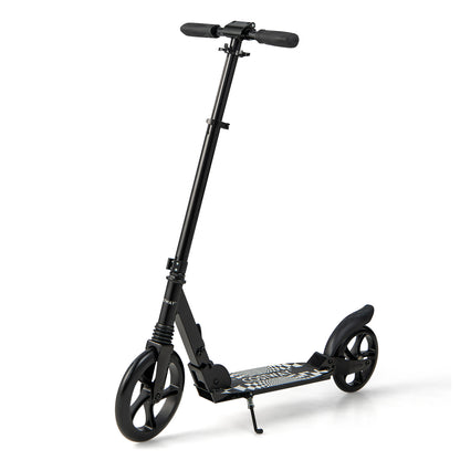 Folding Kick Scooters with 2-Level Adjustable Handlebar-Black