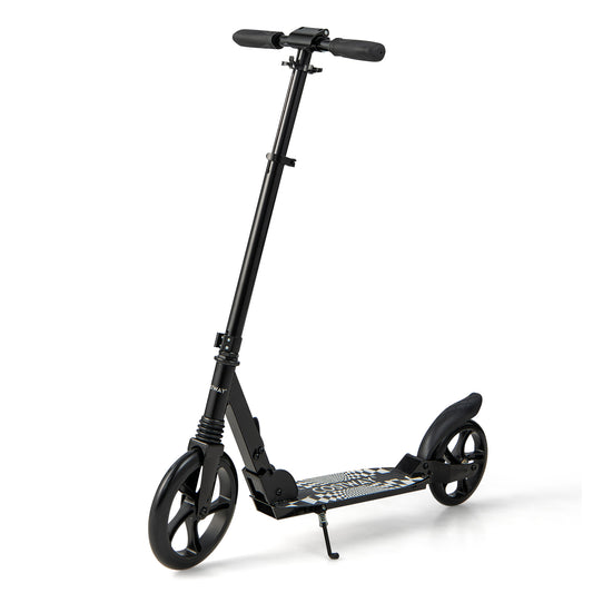 Folding Kick Scooters with 2-Level Adjustable Handlebar-Black