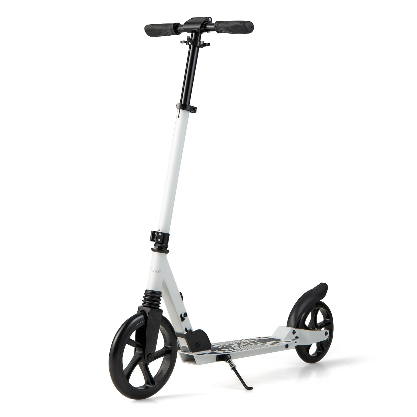 Folding Kick Scooters with 2-Level Adjustable Handlebar-White