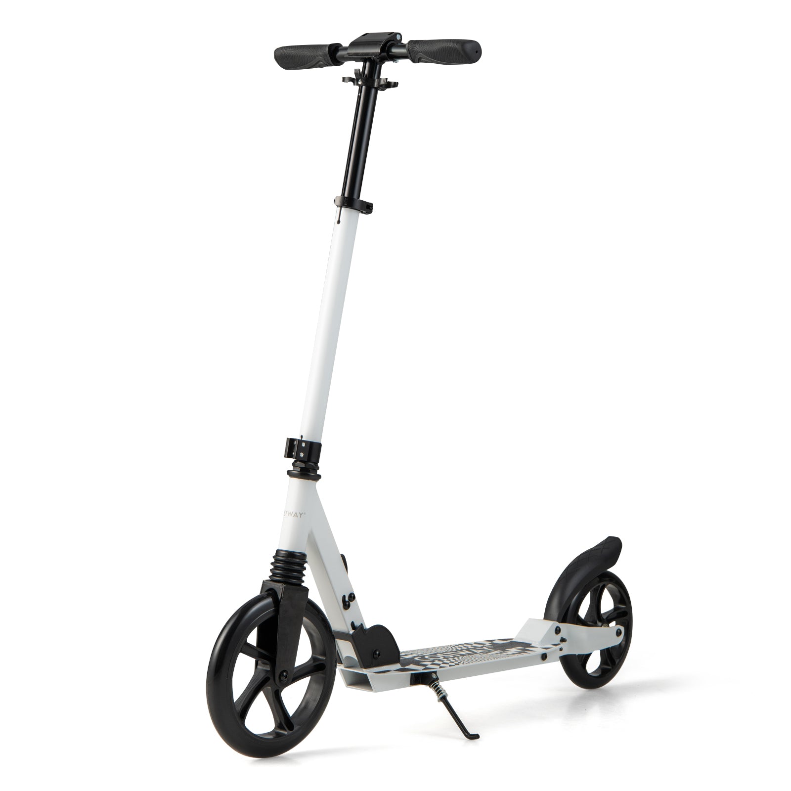 Folding Kick Scooters with 2-Level Adjustable Handlebar-White