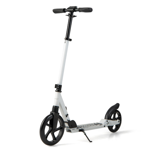 Folding Kick Scooters with 2-Level Adjustable Handlebar-White