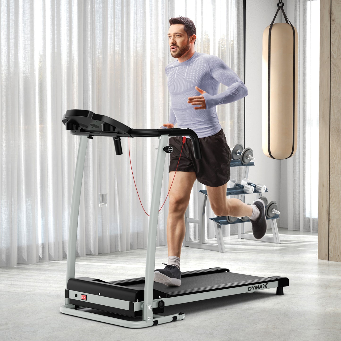 Foldable Treadmill with 12 Preset Programs and LCD Monitor-Black