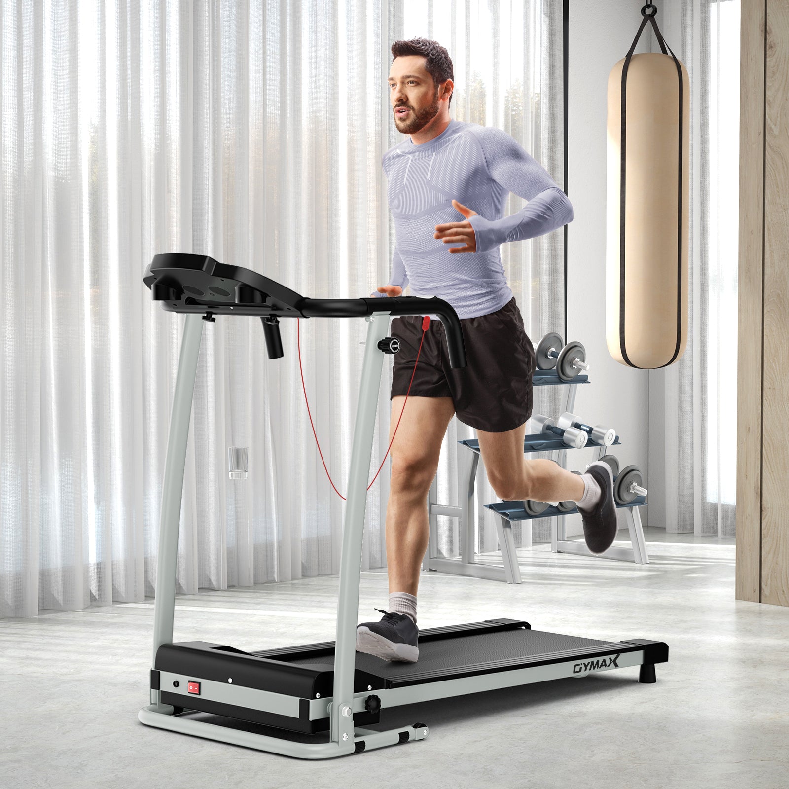 Foldable Treadmill with 12 Preset Programs and LCD Monitor-Black