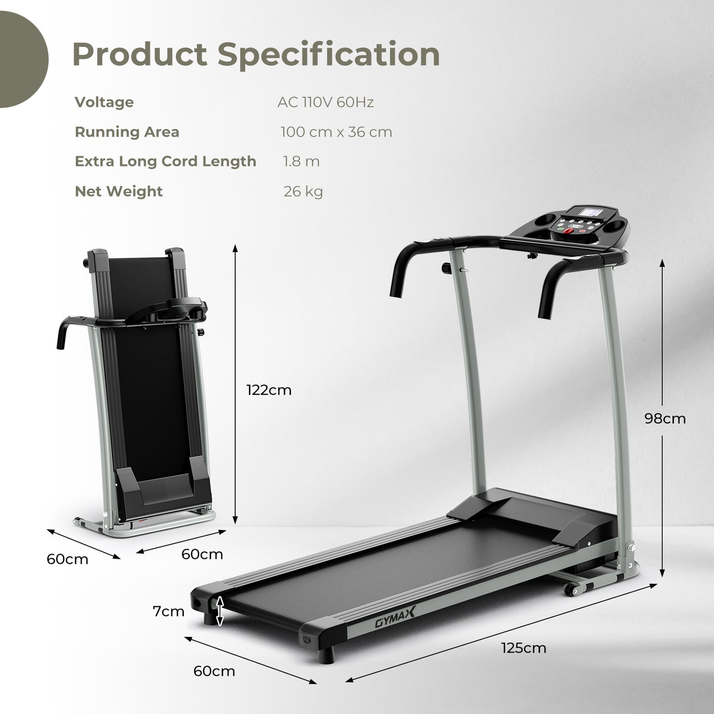 Foldable Treadmill with 12 Preset Programs and LCD Monitor-Black