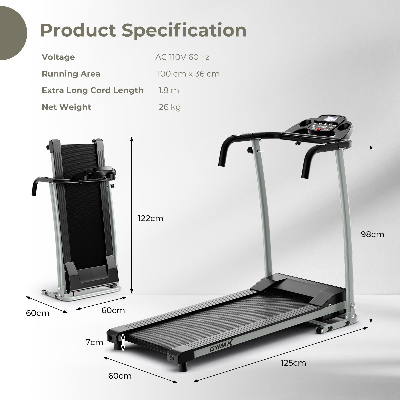 Foldable Treadmill with 12 Preset Programs and LCD Monitor-Black