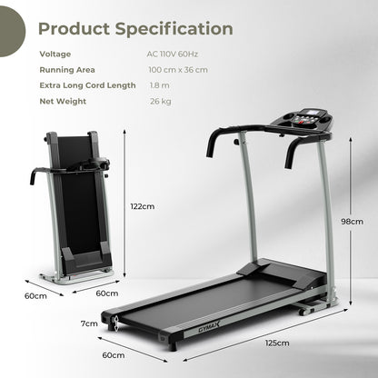 Foldable Treadmill with 12 Preset Programs and LCD Monitor-Black