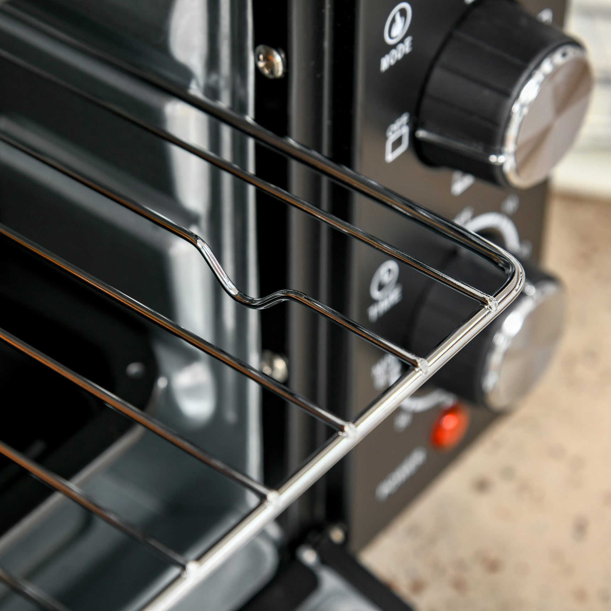 HOMCOM Mini Oven, 21L Countertop Electric Grill, Toaster Oven with Adjustable Temperature, Timer, Baking Tray and Wire Rack, 1400W