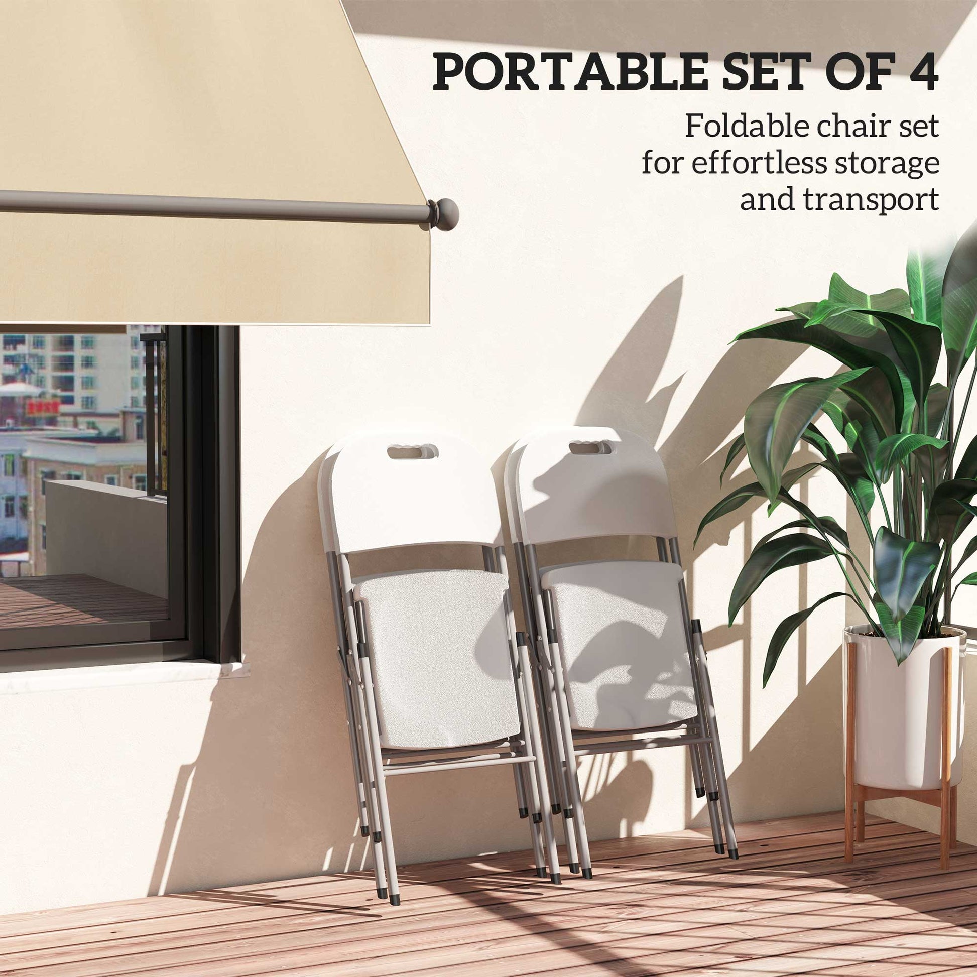Outsunny Set of Four Foldable Outdoor Chairs - White