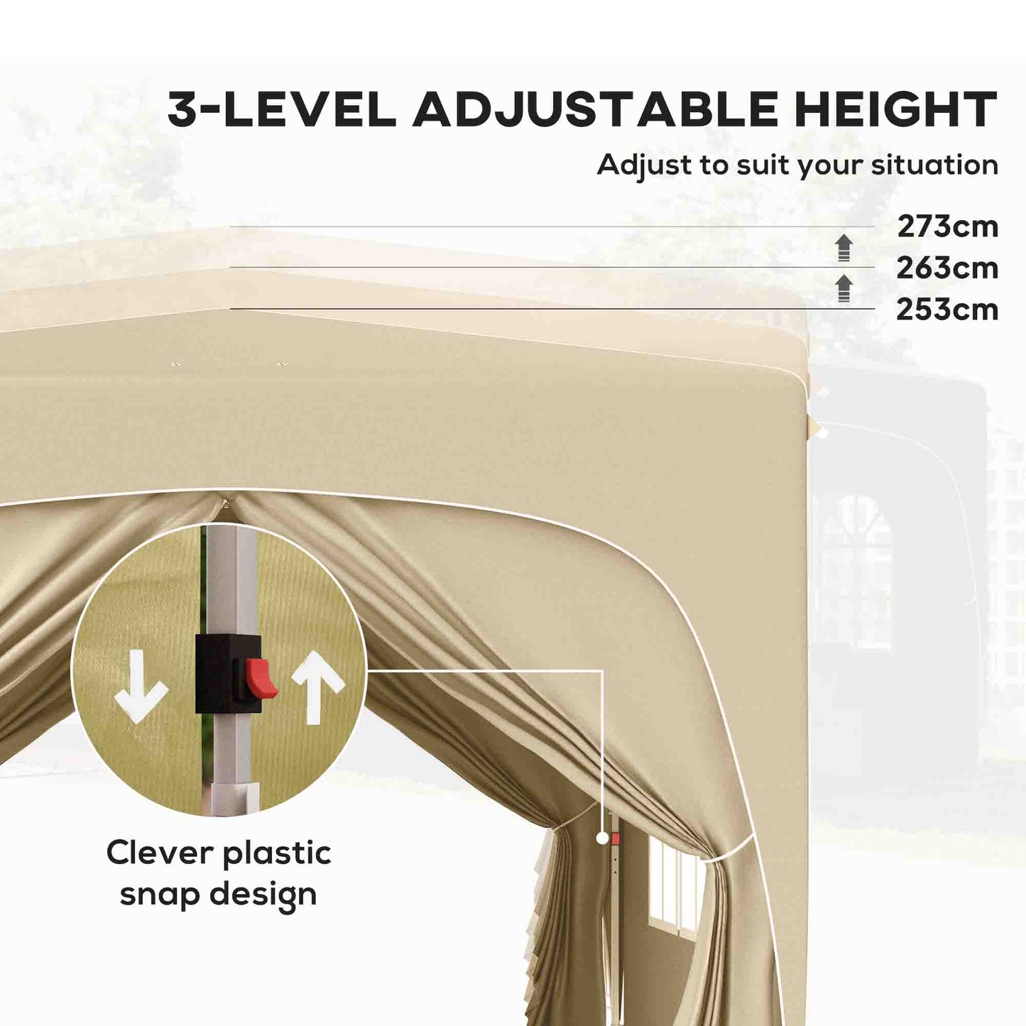 Outsunny 3 x 3m Pop-Up Gazebo Shelter, with Accessories - Sand