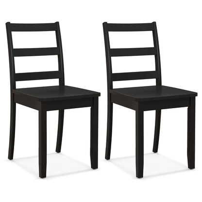 Set of 2 Dining Chairs with Solid Rubber Wood Legs and Non-slip Food Pads-Black