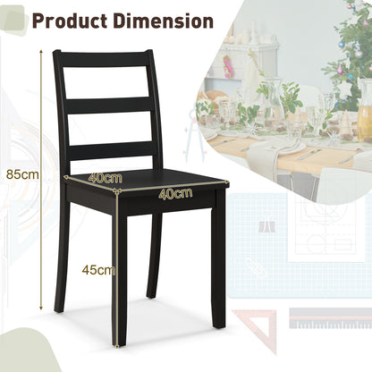 Set of 2 Dining Chairs with Solid Rubber Wood Legs and Non-slip Food Pads-Black