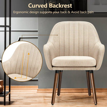 Set of 2 Leisure Chairs with Rubber Wood Legs-Beige