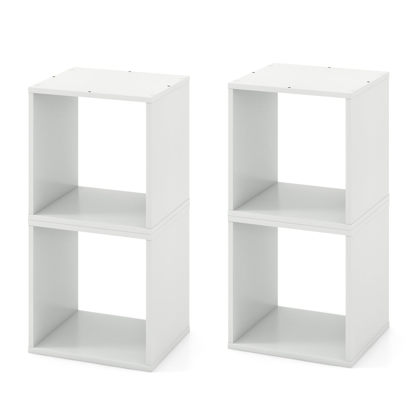 Set of 2 Stackable Free-standing Nightstand with Storage Cubes-White