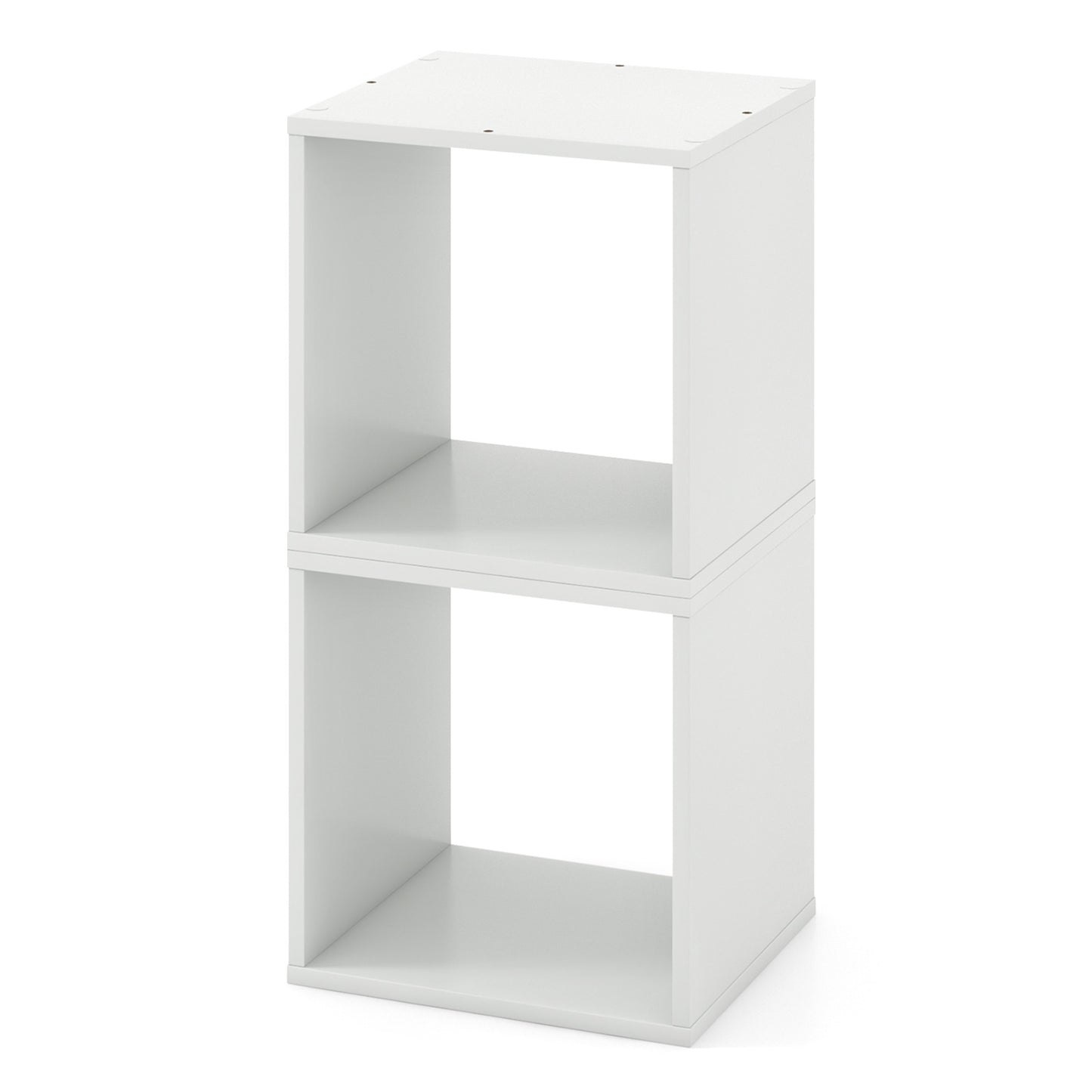 Set of 2 Stackable Free-standing Nightstand with Storage Cubes-White