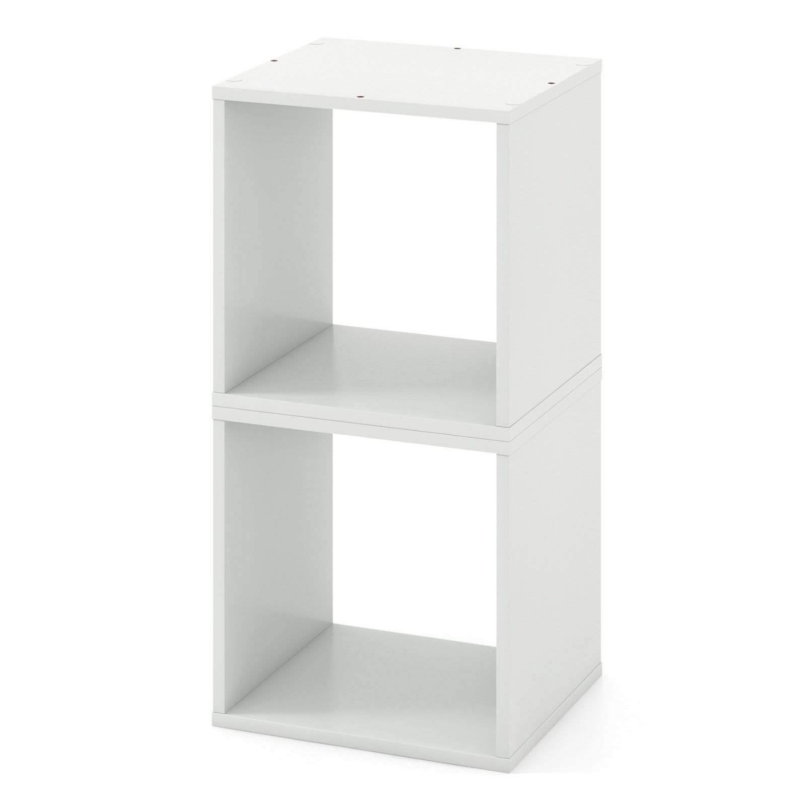 Set of 2 Stackable Free-standing Nightstand with Storage Cubes-White