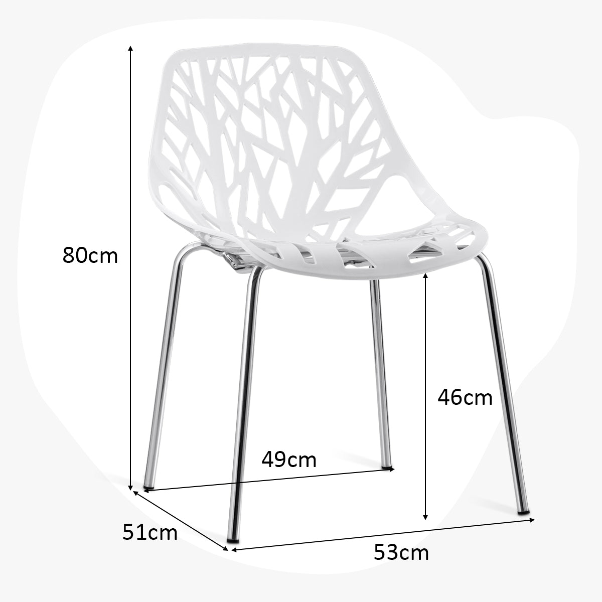 Set of 6 Modern Stackable Dining Chairs with Steel Frame-White
