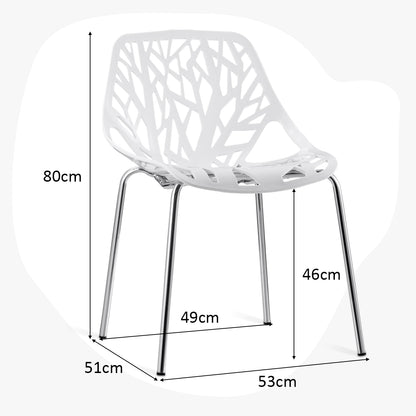 Set of 6 Modern Stackable Dining Chairs with Steel Frame-White