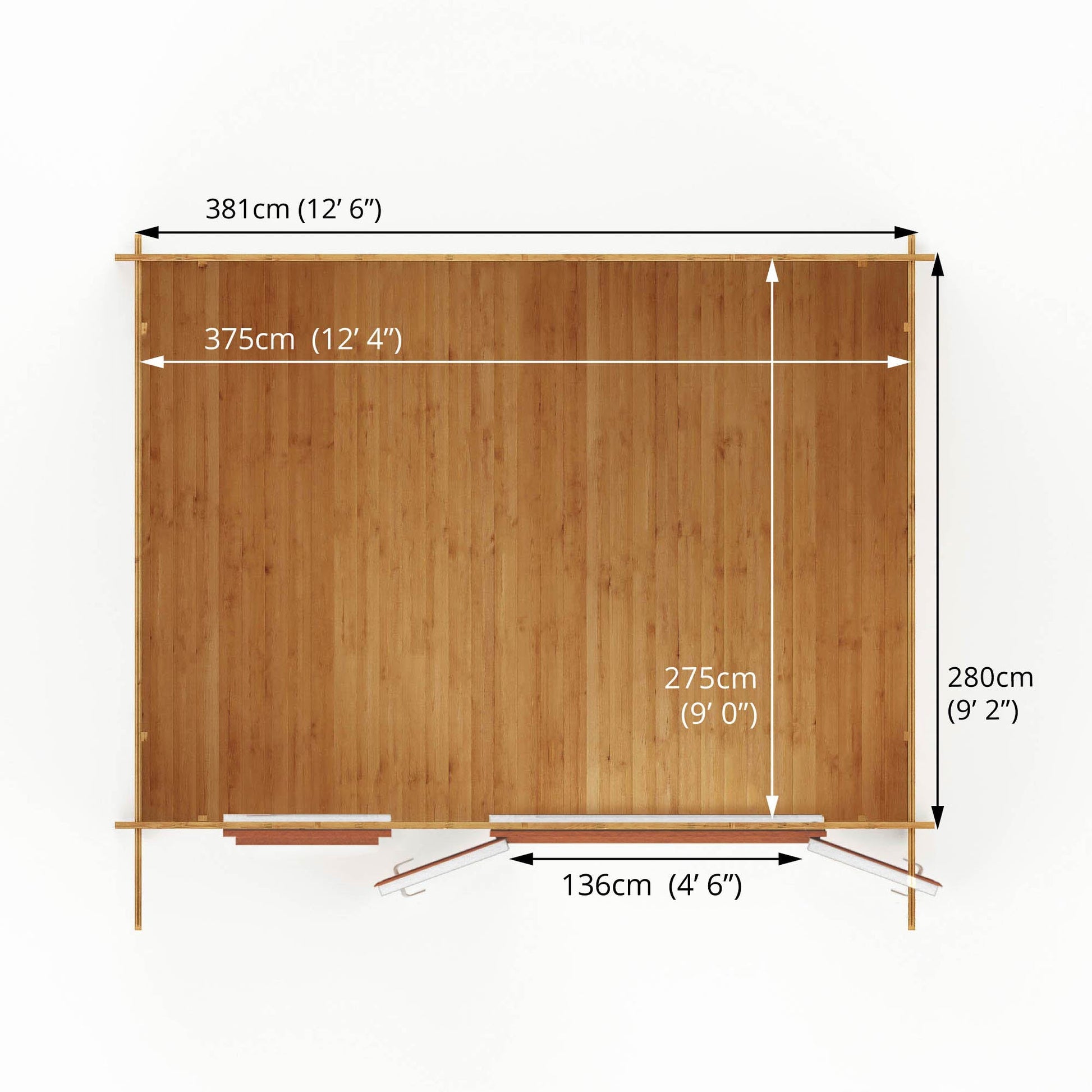 4M X 3M Retreat Log Cabin - 44Mm (Upvc Windows & Door) - Oak