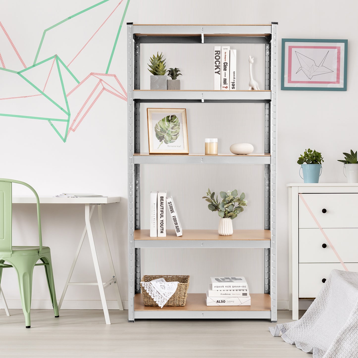 5-Tier Heavy Duty Freestanding Sotrage Shelf for Garage-Silver