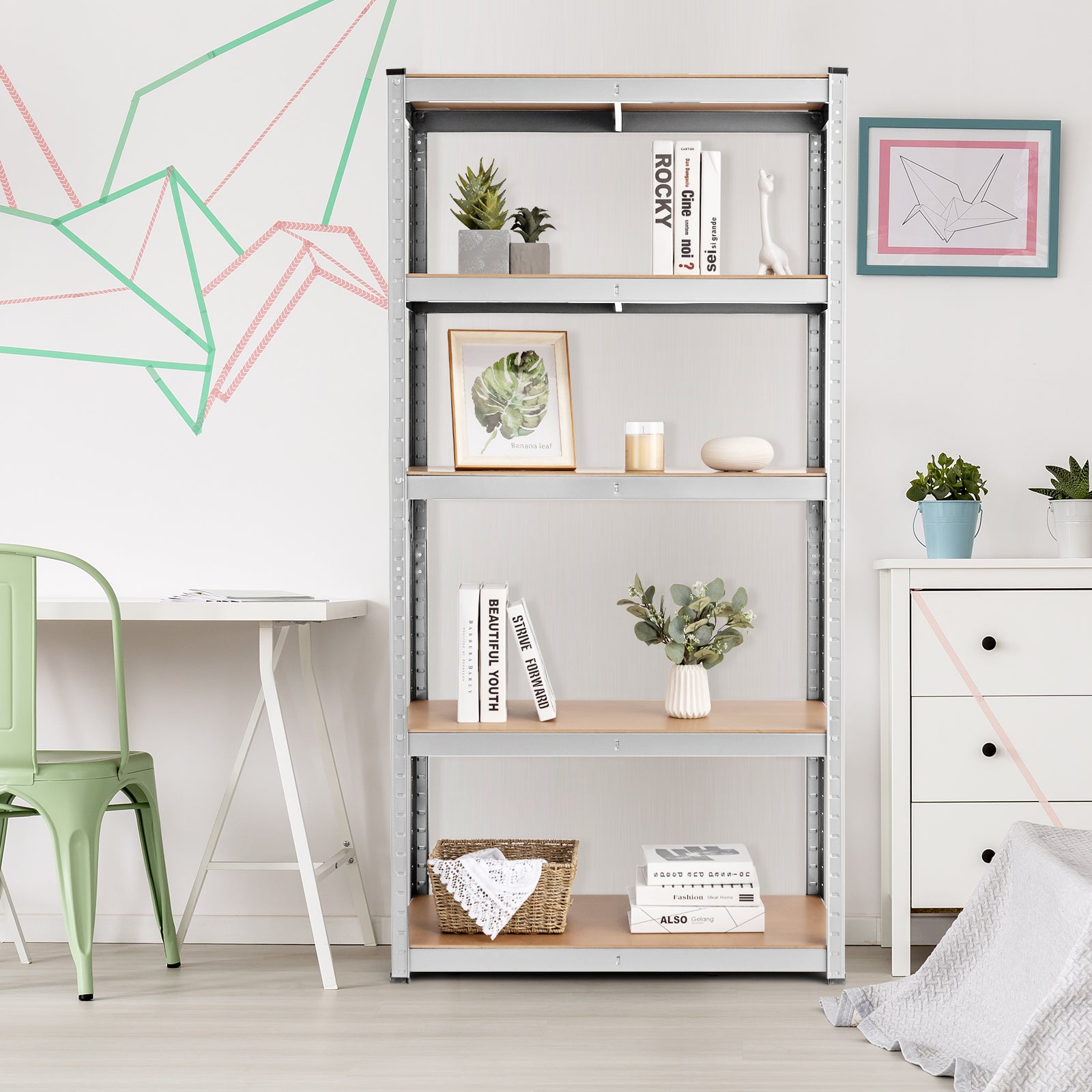 5-Tier Heavy Duty Freestanding Sotrage Shelf for Garage-Silver