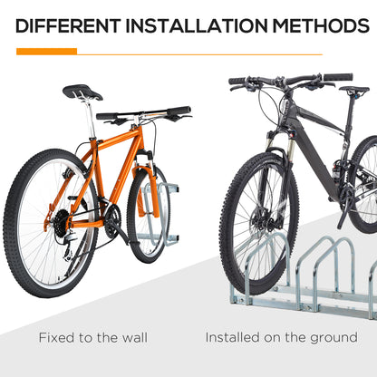 HOMCOM 4-Bike Floor Bike Stand Silver