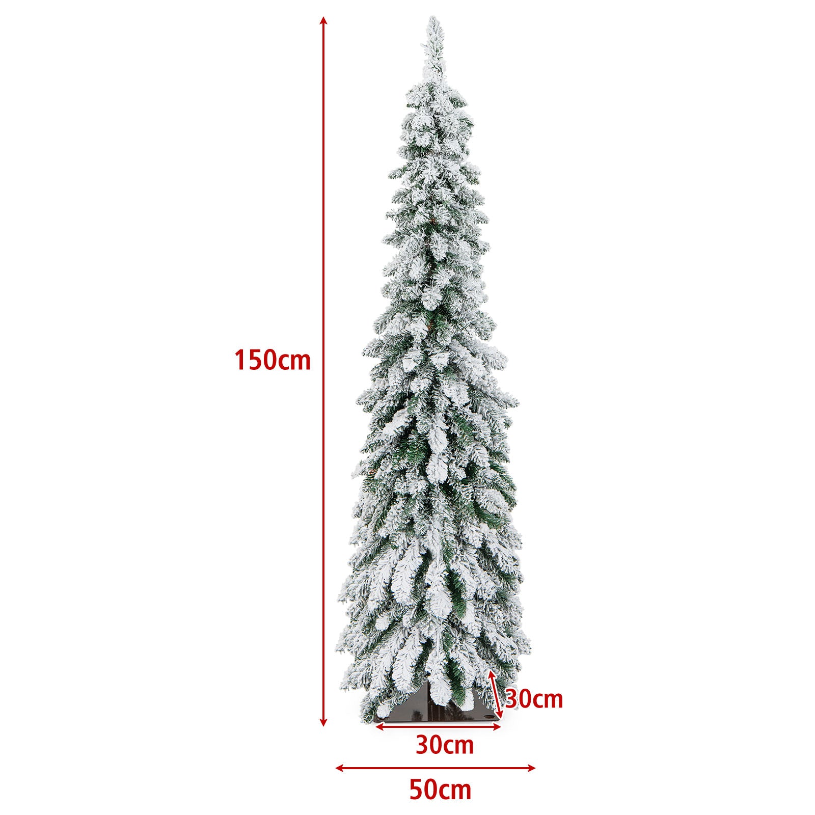 Snow-Flocked Slim Pencil Christmas Tree with 11 Lighting Modes-5FT