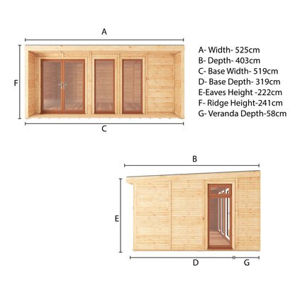  Sherwood Cresswell 5M X 3M Insulated Garden Room - (Upvc Windows & Doors) - Oak
