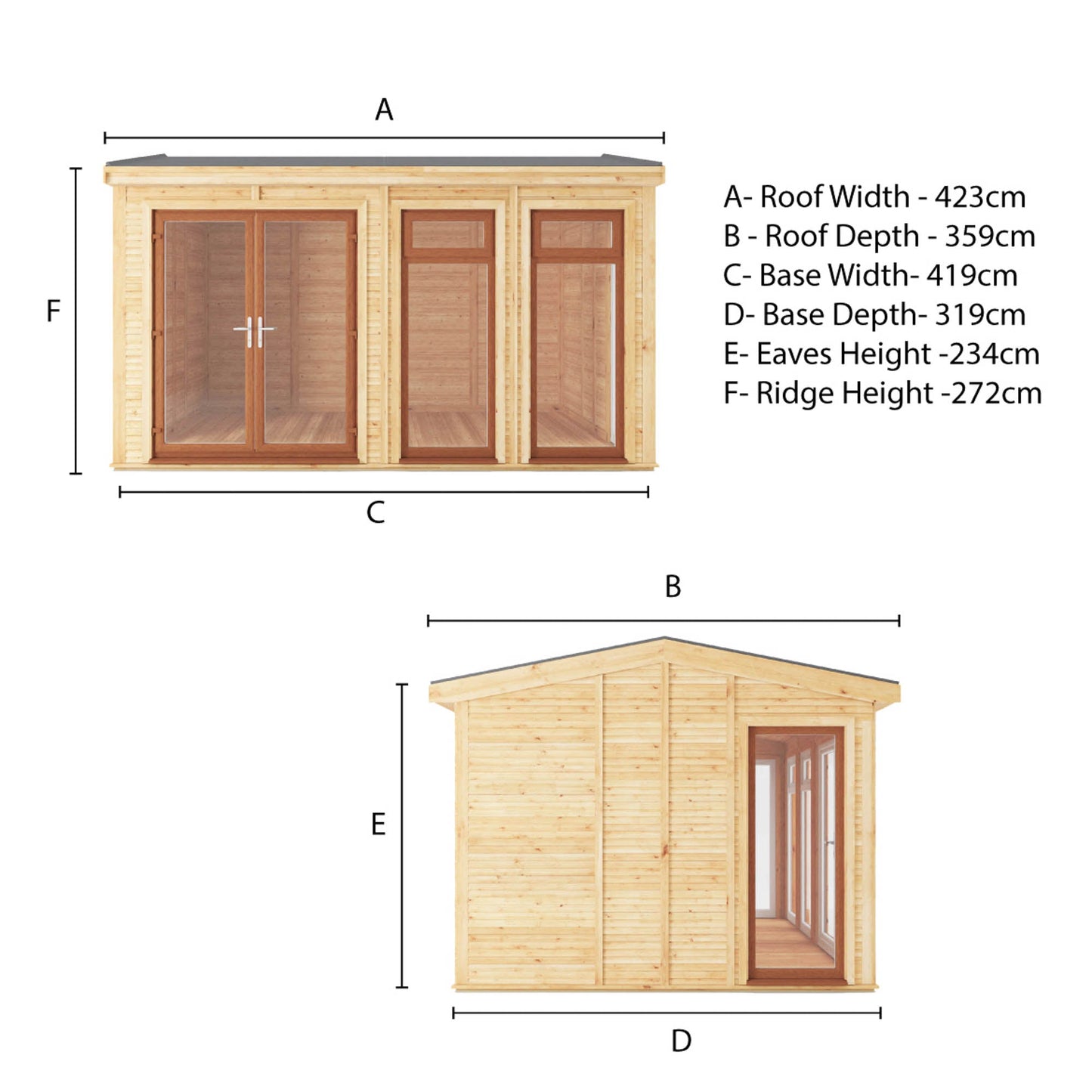 Sherwood Rufford 4M X 3M Insulated Garden Room - (Upvc Windows & Doors) - Oak