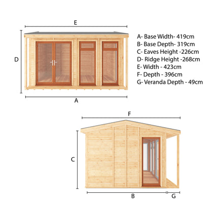 Sherwood Thoresby 4M X 3M Insulated Garden Room - (Upvc Windows & Doors) - Oak