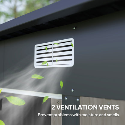 Outsunny 4 x 7ft Metal Shed - Grey Wood-Effect