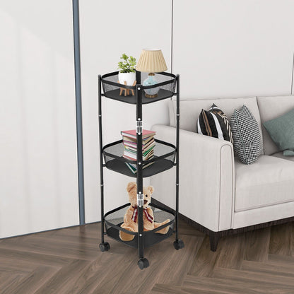 Round/Square 3-Tier Folding Metal Storage Trolley-Square