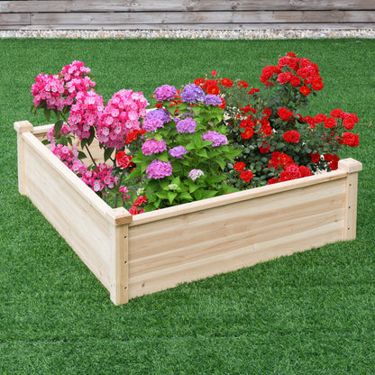 Square Fir Wood Raised Garden Bed with Open-Ended Base
