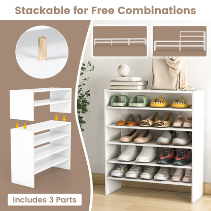 6-Tier Shoe Rack with Anti-Tipping Kits for Entryway and Closet-White